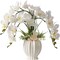 Artificial Orchid in White Vase – Elegant Faux Flowers for Home & Office